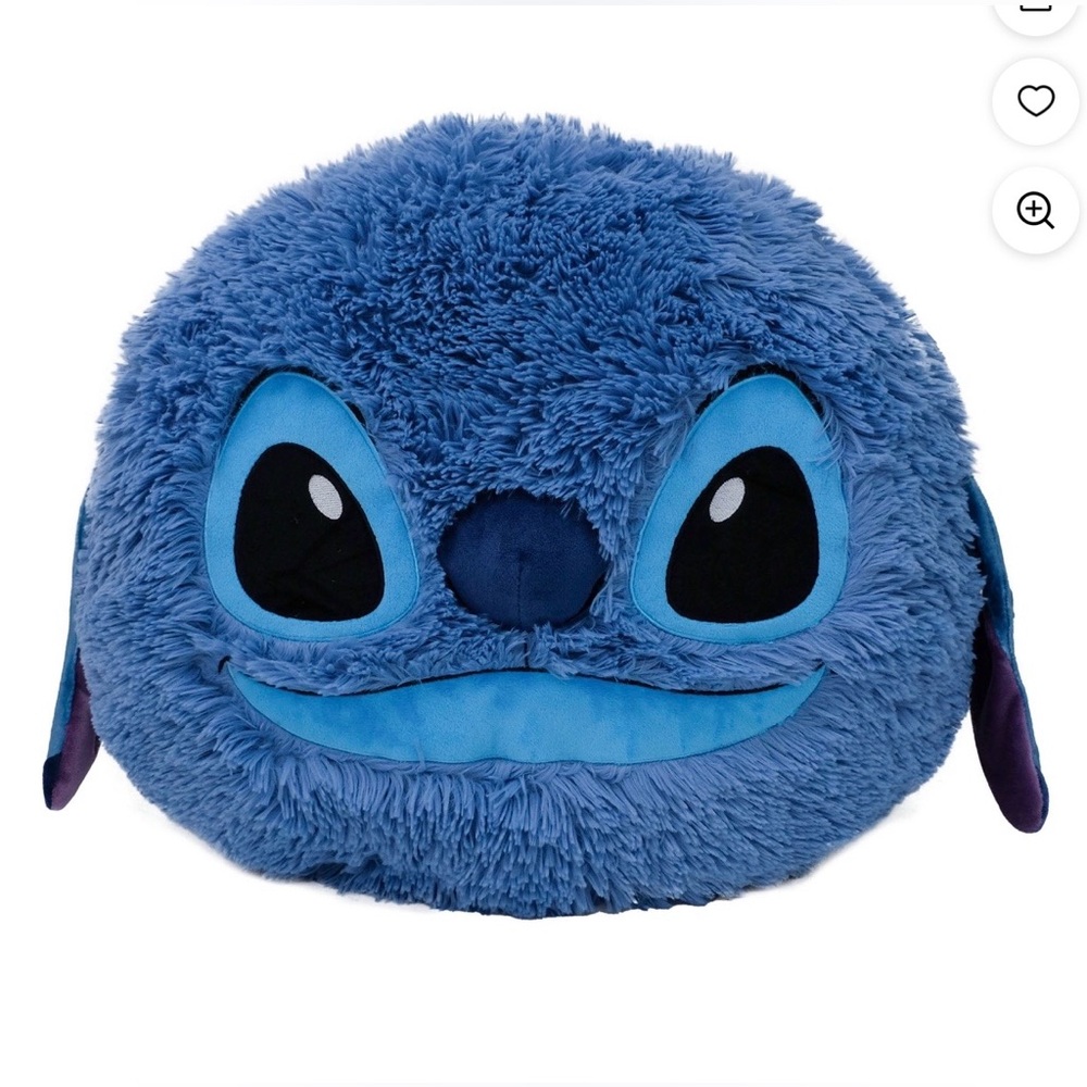 Stitch 16” Blue Furry Pillow Disney Lilo & Stitch Embroidery Face NWT Stuffy